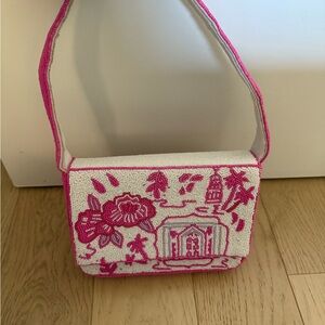 Pink and White Beaded Women's Bag